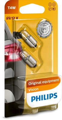 Лампа 12V T4W BA9s блистер (2шт.) PHILIPS 12929B2 PHILIPS