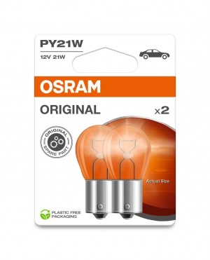 Лампа 12V PY21W BAU15s желтая блистер (2шт.) OSRAM 75072BL OSRAM