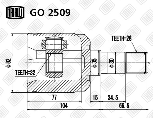ШРУС внутренний левый GO2509 TRIALLI