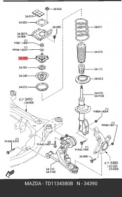 Опора амортизатора MAZDA CX-7 (06-) переднего OE TD11-34-380B MAZDA