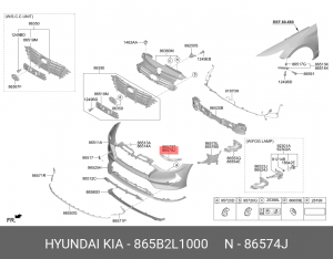 Кронштейн бампера HYUNDAI Sonata (19-) переднего правый ОЕ 865B2L1000 HYUNDAI KIA