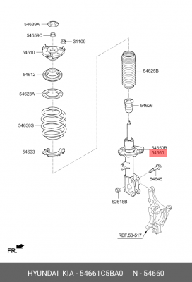 Амортизатор KIA Sorento (17-) передний правый OE 54661C5BA0 HYUNDAI KIA