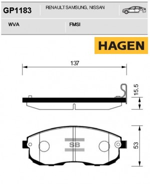 колодки дисковые передние! HAGEN\ Nissan Tiida 1.6/1.8/1.5DCi 09.07> GP1183 HAGEN