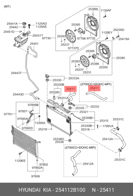 Шланг системы охлаждения 254112B100 HYUNDAI KIA