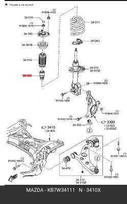 Отбойник амортизатора переднего KB7W34111 KB7W34111 MAZDA