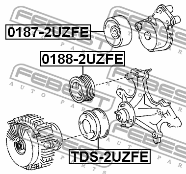Шкив водяного насоса TOYOTA LAND CRUISER 100 TDS-2UZFE TDS-2UZFE FEBEST