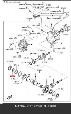Сальник раздатки KN0127398 KN01-27-398 MAZDA