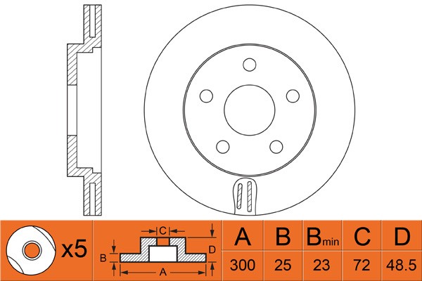 Диск тормозной MAZDA 3 (03-12) (2.0),5 (05-) (R16) передний (1шт.) NIBK RN1194 NIBK