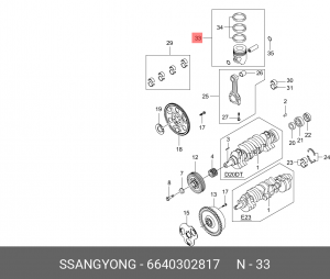 Поршень двигателя SSANGYONG Actyon (06-),Actyon Sport (06-),Kyron (05-) (D20) (с 6640302817 SSANG YONG