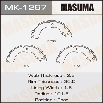 колодки барабанные!\ Nissan Tiida All 07> MK1267 MASUMA