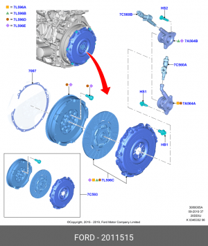 Цилиндр сцепления рабочий FORD Transit (11-) (2.2) ОЕ 2 011 515 FORD