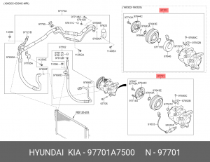 97701A7500 Компрессор кондиционера KIA CERATO 12-/SOUL 13- 97701A7500 MOBIS