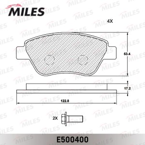 Колодки тормозные передние (Смесь CERAMIC серия PRO) FIAT ALBEA 01-09 (TRW GDB15 E500400 MILES