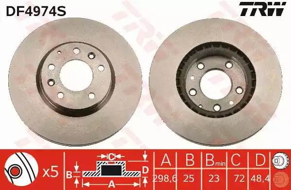 Диск тормозной передний MAZDA 6 (GH) DF4974S DF4974S TRW