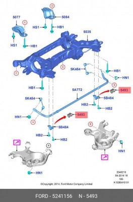 подушка стабилизатора задней подвески!\ Ford Mondeo CNG 5 241 156 FORD