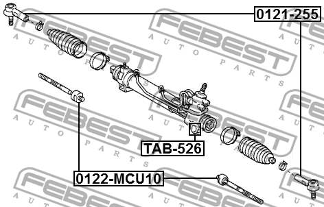 Сайлентблок рейки рулевой TOYOTA HARRIER ACU15/SXU15/MCU15 4WD (1997-2003) TAB-5 TAB-526 FEBEST