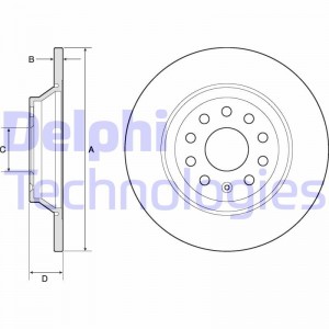 BG4751C диск тормозной задний! с покрытием\ Audi A3/Q3/TT, VW Golf/Passat/Tiguan BG4751C DELPHI