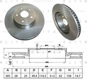 Диск тормозной передний вентилируемый BS0668 BS0668 BLITZ