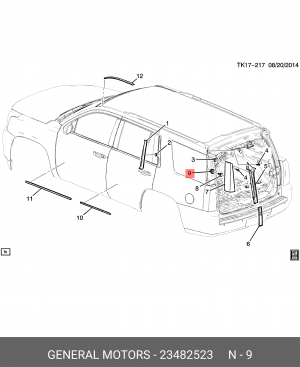 Клипса CHEVROELT Tahoe CADILLAC Escalade фонаря заднего левая OE 23482523 GENERAL MOTORS