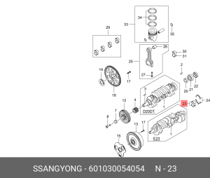 Вкладыши SSANGYONG Kyron (06-),Actyon (06-),Rexton (02-) (E23/32) коренные d+0.0 601030054054 SSANG YONG