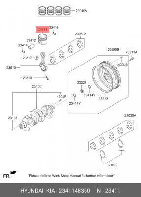 Поршень двигателя HYUNDAI HD65,78,БОГДАН дв.D4GA STD-A OE 2341148350 HYUNDAI KIA