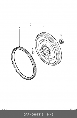 Подшипник маховика 25*62*19 DAF F2100-3600/CF75-85/XF95 78-98--> 0661319 DAF