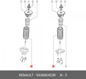 пыльник перед. амортизатора!\ Renault Master III 543880453R RENAULT