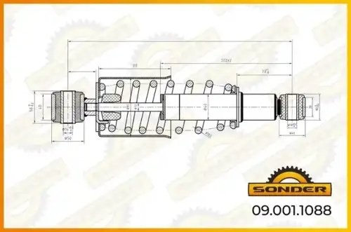 Aмортизатор кабины перед. (с пруж) 242-346 O/O 14x50 14x50 MB Atego/Axor/KAMAZ 5 090011088 SONDER