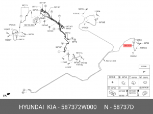 Шланг тормозной HYUNDAI Santa Fe (12-) задний левый OE 587372W000 HYUNDAI KIA