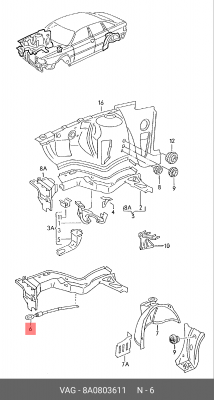 Проушина VW Passat (86-88) AUDI 80 буксировочная OE 8A0 803 611 VAG