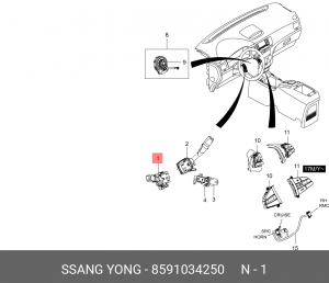 переключатель! света+противотуманной фары\ SsangYong New Action G20/D20 10> 8591034250 SSANG YONG