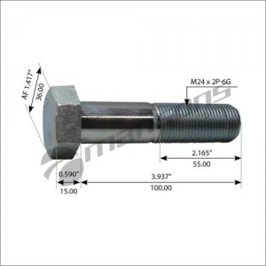 Болт M24x2x100 / DIN 931 / ISO 24014-1 - 8.8 600181 MANSONS