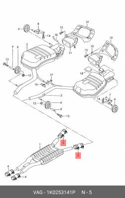Хомут глушителя VW Touareg (06-) OE 1K0 253 141 P VAG