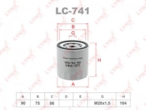 Фильтр масляный LC-741 LYNXAUTO