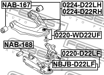 Рычаг передний левый 0224-D22LH FEBEST