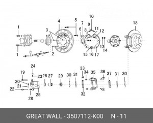 ПЛАНКА КОЛОДОК СТОЯНОЧКОГО ТОРМОЗА ПРАВАЯ HOVER GREAT WALL/HAVAL 3507112-K00 GREAT WALL