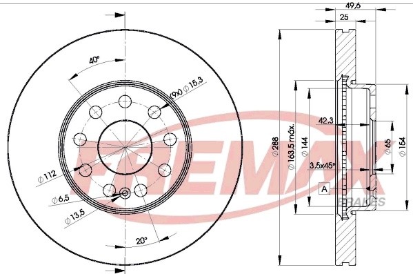 диск тормозной передний!\ Audi A3, Skoda Octavia, VW Golf 1.6-2.0TDi 03> BD5615 FREMAX