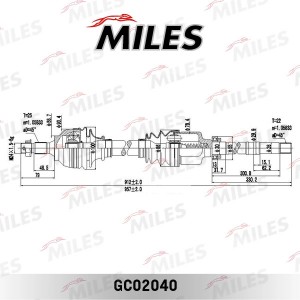 Привод в сборе правый CITROEN C4/PEUGEOT 307 1.4-1.6 00- (GKN 303575) GC02040 GC02040 MILES