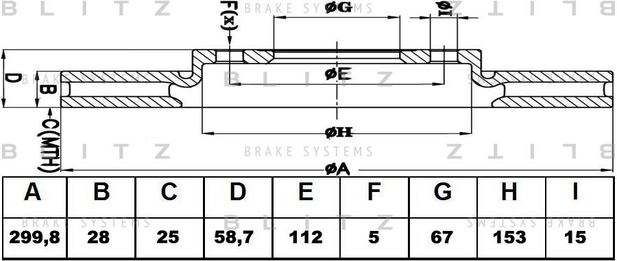 Диск тормозной передний вентилируемый MERCEDES Vito/Viano W639 03- BS0193 BS0193 BLITZ