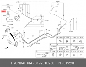 Подогреватель фильтра топливного HYUNDAI Santa Fe (12-),Sorento (09-) OE 319231D250 HYUNDAI KIA