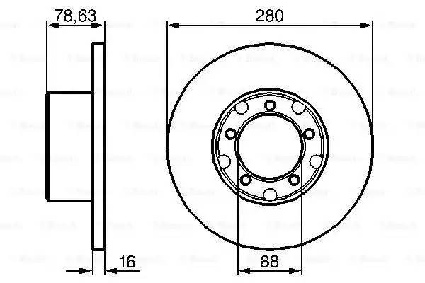 Диск тормозной MERCEDES T1,T2,TN,LN1 передний (1шт.) BOSCH 0 986 478 201 BOSCH