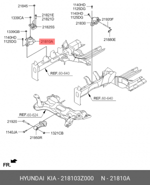 Опора двигателя HYUNDAI i40 (11-) правая OE 218103Z000 HYUNDAI KIA