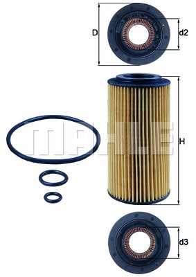 Фильтр масляный MERCEDES E (W210,W211),S (W220),C (W203) MAHLE OX179D MAHLE KNECHT