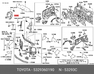 дефлектор радиатора боковой правый!\ Toyota 53293-60190 TOYOTA