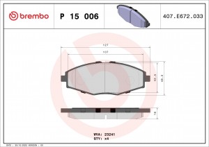 P15006 696 00=D11144-01=707 000B-SX !колодки дисковые п.\ Daewoo Lanos/Matiz 0.8 P15006 BREMBO