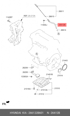 Направляющая HYUNDAI Creta (17-) KIA Rio (17-) щупа масляного OE 266122B601 HYUNDAI KIA