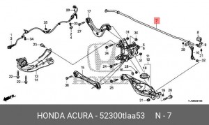 52300TLAA53 СТАБИЛИЗАТОР В СБОРЕ, ЗАДН. 52300TLAA53 HONDA