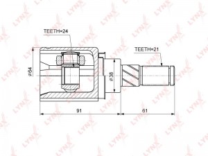 ШРУС внутренний задний к-кт!\ Nissan X-Trail (T31) 4x4 2.0i/2.5i/2.2D 07-13 CI-3702 LYNXAUTO