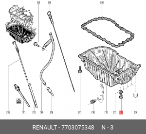 Болт слива масла M16x1.5 ключ 8 RENAULT 7703 075 348 7703075348 RENAULT