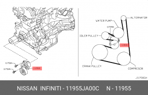 Натяжитель приводного ремня 11955-JA00C 11955JA00C NISSAN